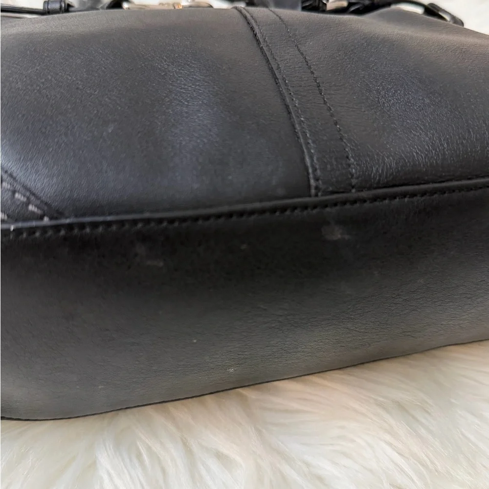Coach Black Leather Satchel bag F08A70 Hampton with Horse-Bit Hardware - Picture 4 of 10